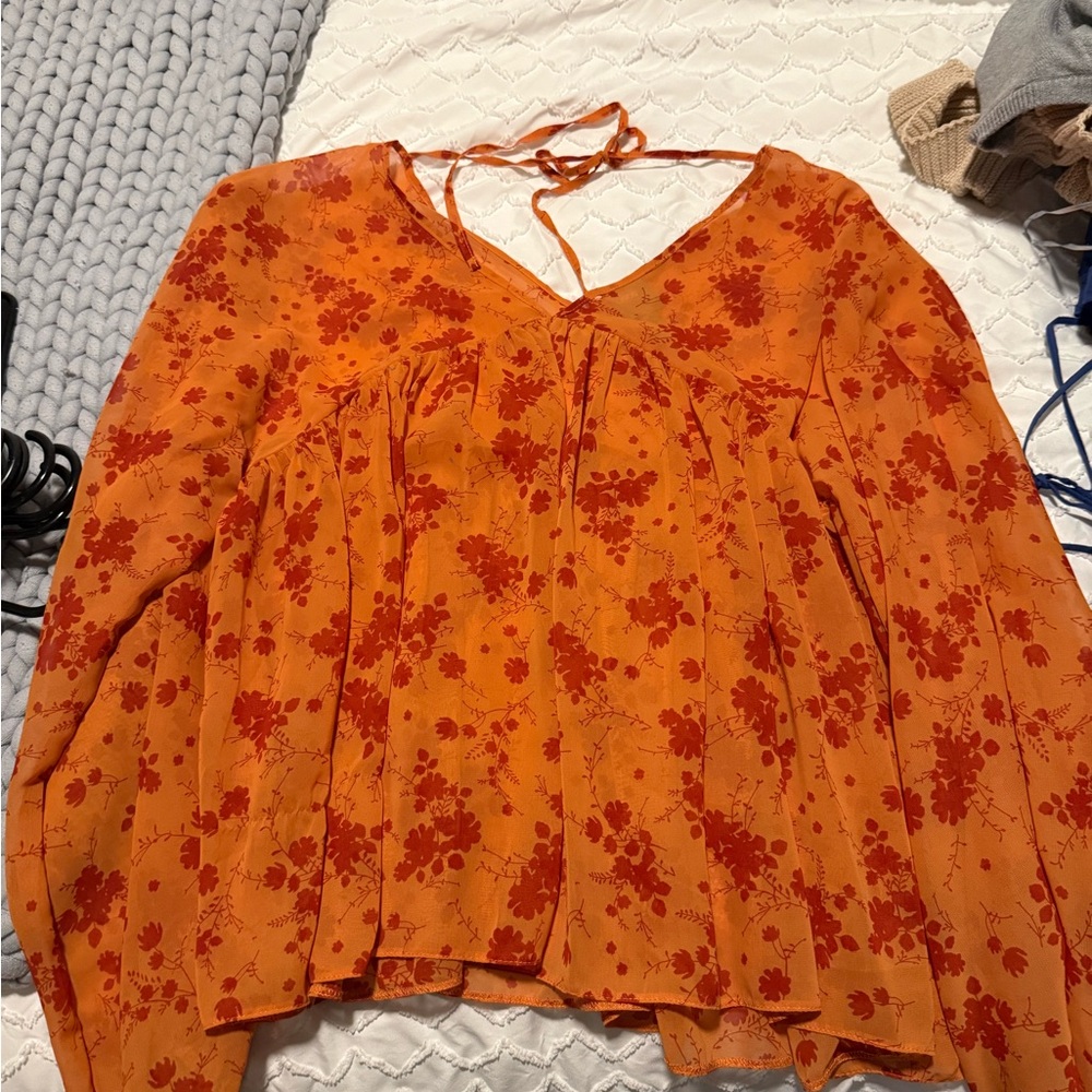 ASOS Vibrant Orange Floral Blouse